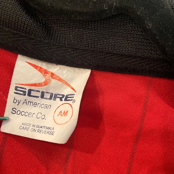 Score Size Adult M Short Sleeve Red Black Stripe Soccer Football Referee Jersey - Picture 8 of 10